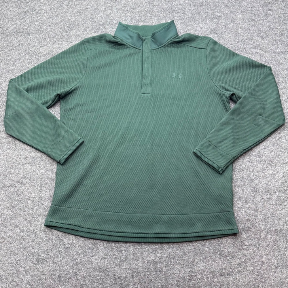 Under Armour Golf ColdGear Waffle Knit Snap Pullover Green XL Mens